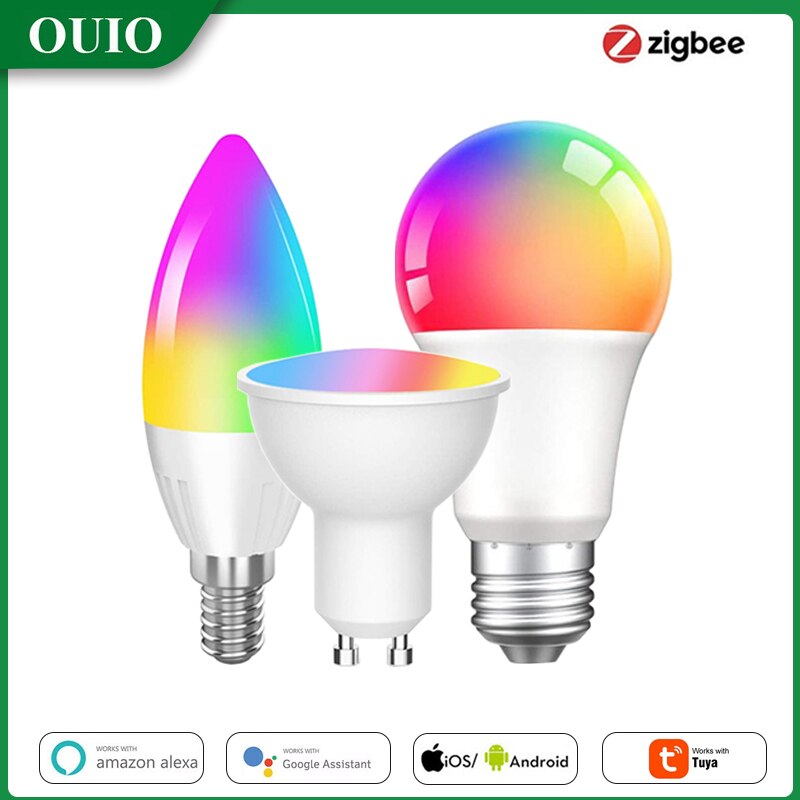 15W Tuya Zigbee Smart Led Lamp E27 E14 GU10 Rgb + Ww + Cw Smart Home Led Lamp Compatibel met Alexa Google Thuis