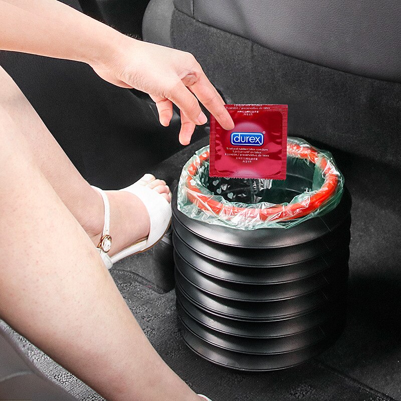 Cubos de basura multifunción para coche, cubo telescópico de 4L, Cubo de almacenamiento de plástico para basura