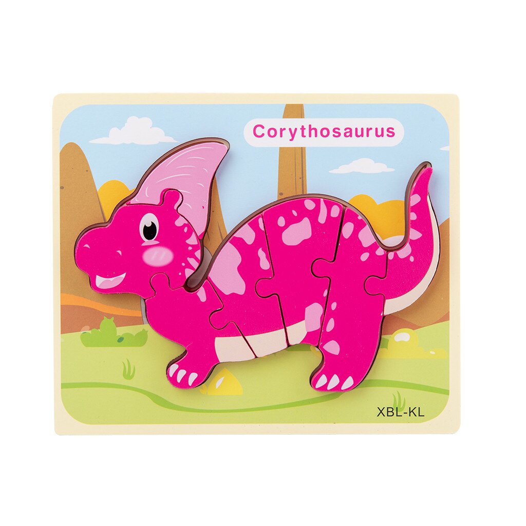 Kids Wooden interesting Puzzle Children's Desktop Assembled Dinosaur Puzzle Kids Three-Dimensional Training Toy: D