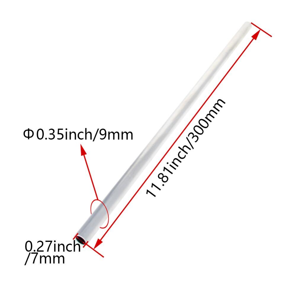 Tubo redondo de aluminio, 6063 OD, 8mm, 9mm, sin costura, recto, 300mm de longitud, para entrada de aire DIY, 2 uds.: OD9mm x ID7mm