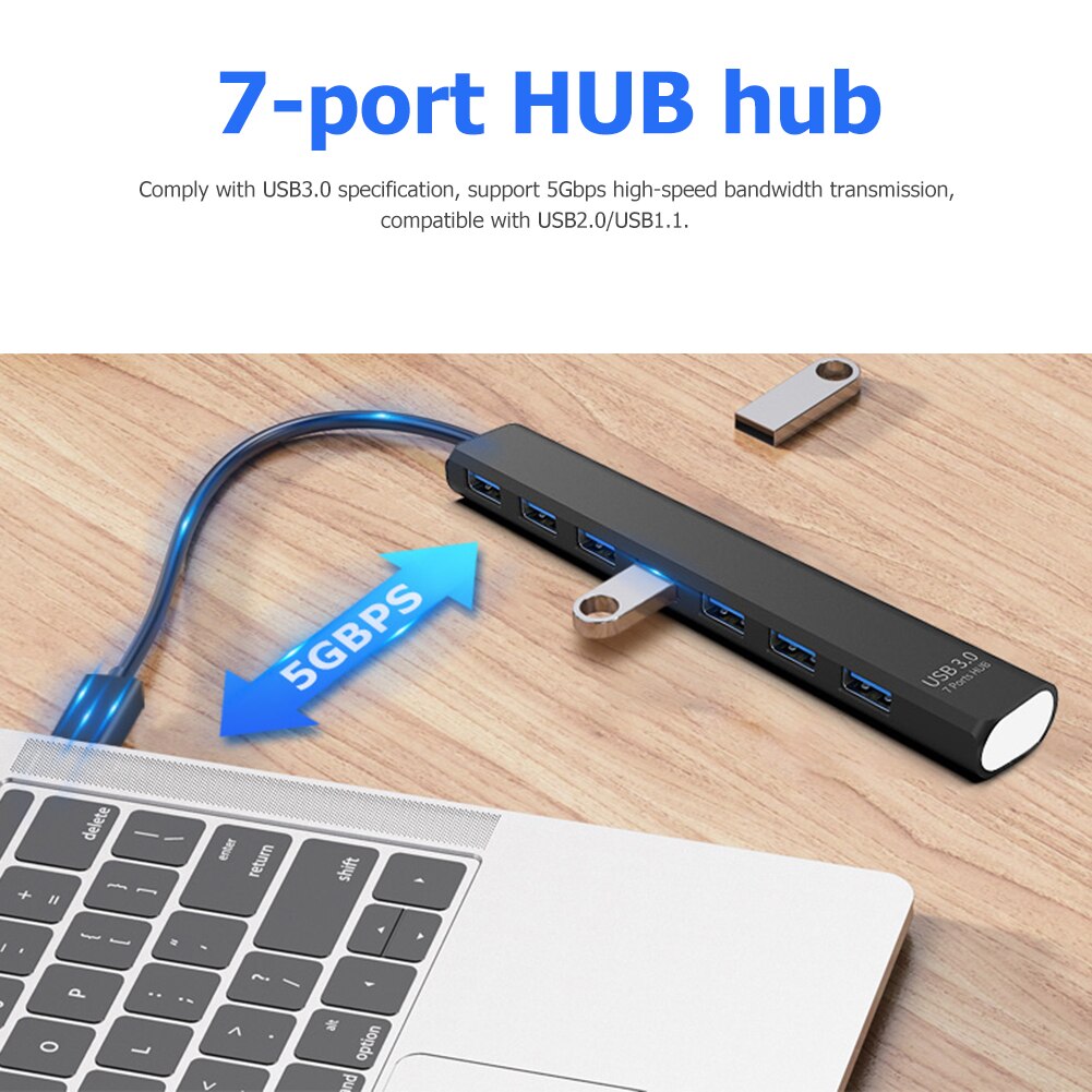 HUB USB Notebook convertitore di espansione per Smartphone portatile 7 porte USB 3.0 HUB 5Gbps Multi USB Power Splitter per Desktop portatile