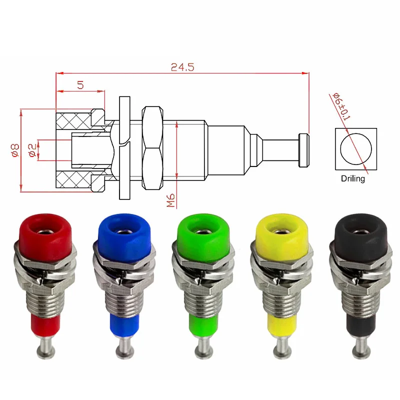 10 STKS 2 MM Banaan Socket Binding Post Moer Banaanstekker Jack Elektrische Connector Terminal Testgat