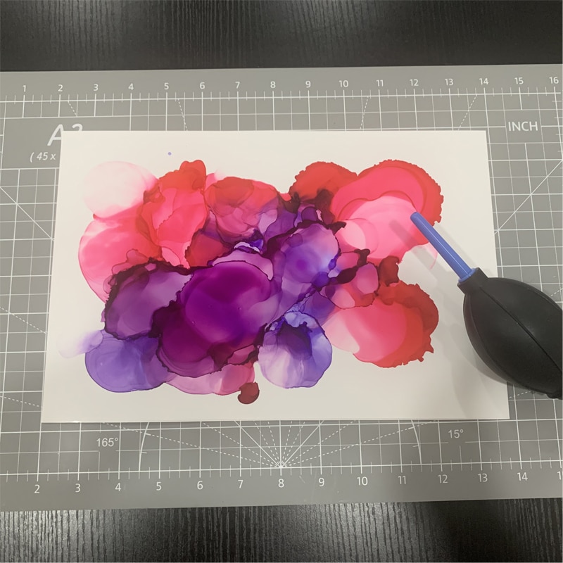 Air Blower for Disperse Alcohol Inks/manipulating Alcohol Ink Movement with Air