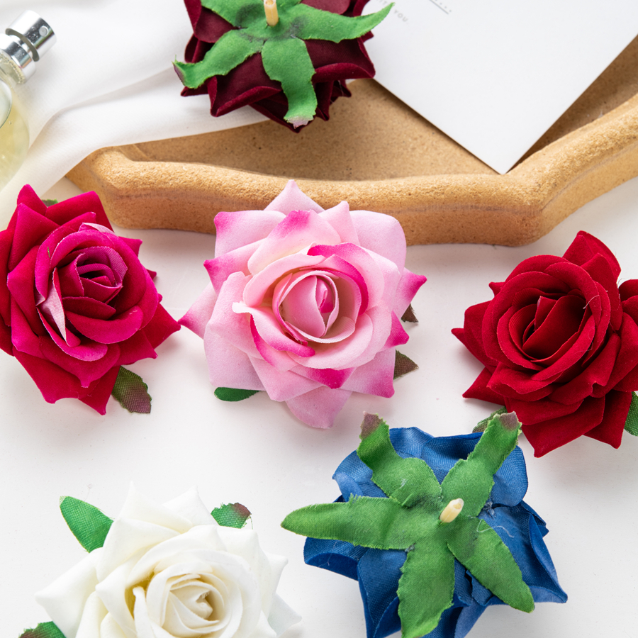10 stuks kunstbloemen voor plakboek nieuwjaarsdecoratie bruiloft buiten tuin kerst huis bonbondoos flanel opgerolde rozen