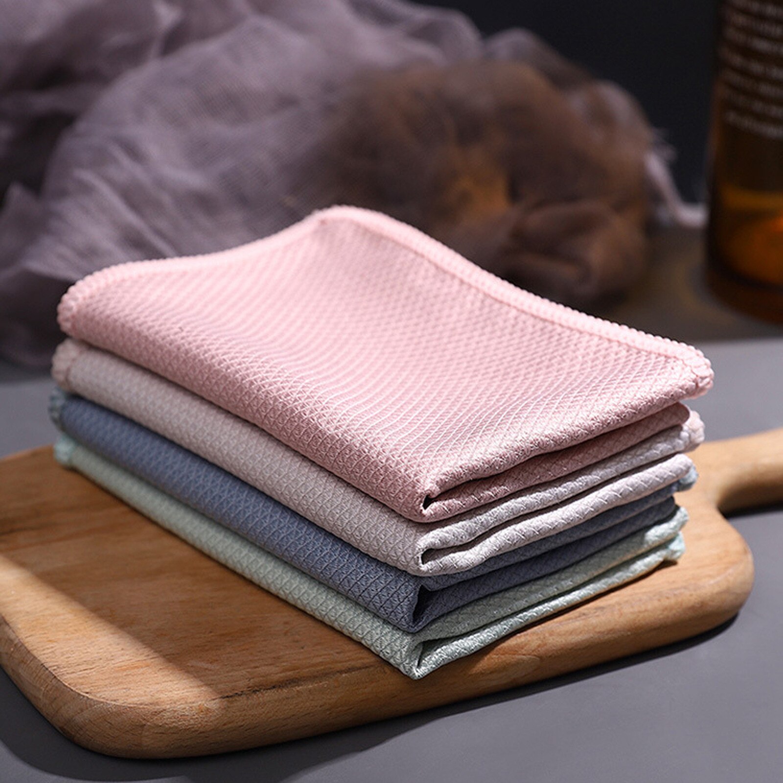 5PC Microfiber Cleaning Dish Cloths Absorbent Kitchen Dish Cloth Non-Stick Oil Household Cleaning Towel Kichen Cleaning Tool