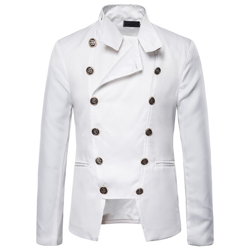 Mens rot Zweireiher Anzug Blazer Jacke schlank passen Stehkragen Blazer Männer Party Geschäft lässig Blazer Masculino