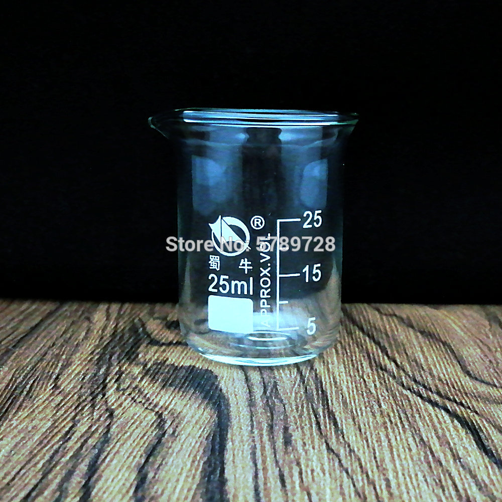 Juego de vasos de vidrio de 25/50ml, vaso de medición de laboratorio de química, borosilicato, Juego de vasos de vidrio para escuela, estudio y laboratorio, 2 uds.