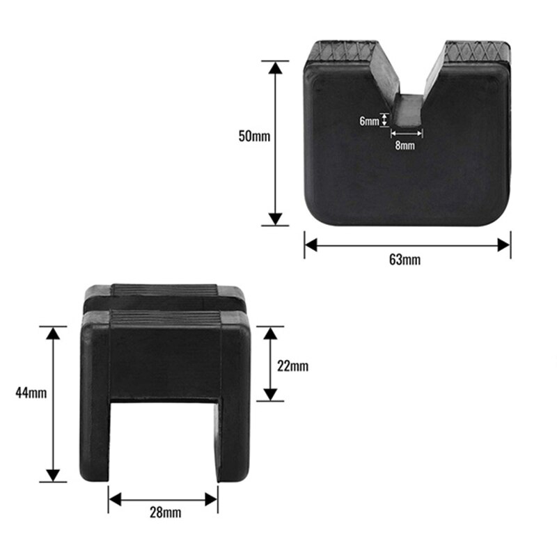 6- pak jack pad adapter til jack stander 2-3 tons universal gummi slids ramme skinne klemsvejsning beskytter