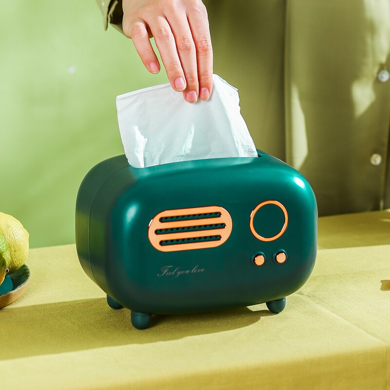 retro Radio Modell Gewebe Kasten Schreibtisch wc Papier Halfter Jahrgang Spender Speicher Serviette fallen Organizer Sekretariat Heimat Dekoration
