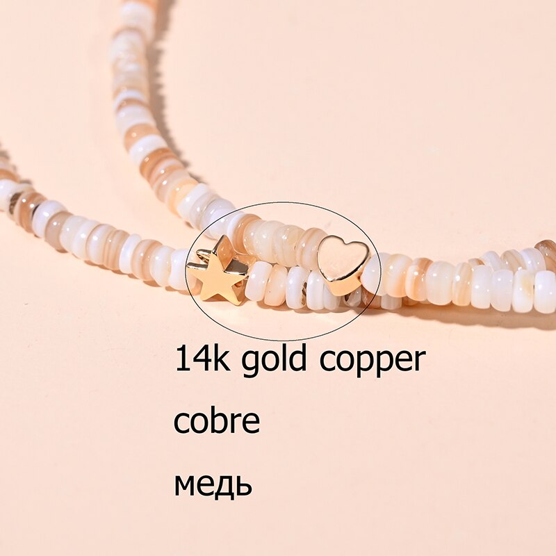 Moon girl golden star choker necklace for women jewelry uses stainless steel chain and 4mm shell beads