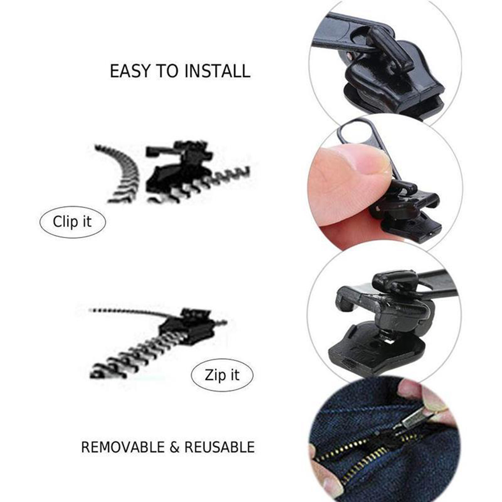 12 Stück Universal Instant Fix Reparatursatz Ersatz 3 Größen Zip Slider Zähne Rettung Neues Nähen Kleidung