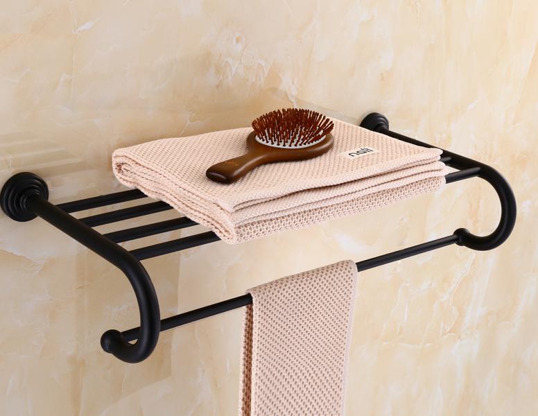 Europa Antieke Zwarte Olie Massief Messing Badkamer Hardware Set Badhanddoek Rack Badkamer Antieke Europese Plank Brons Hardware Set