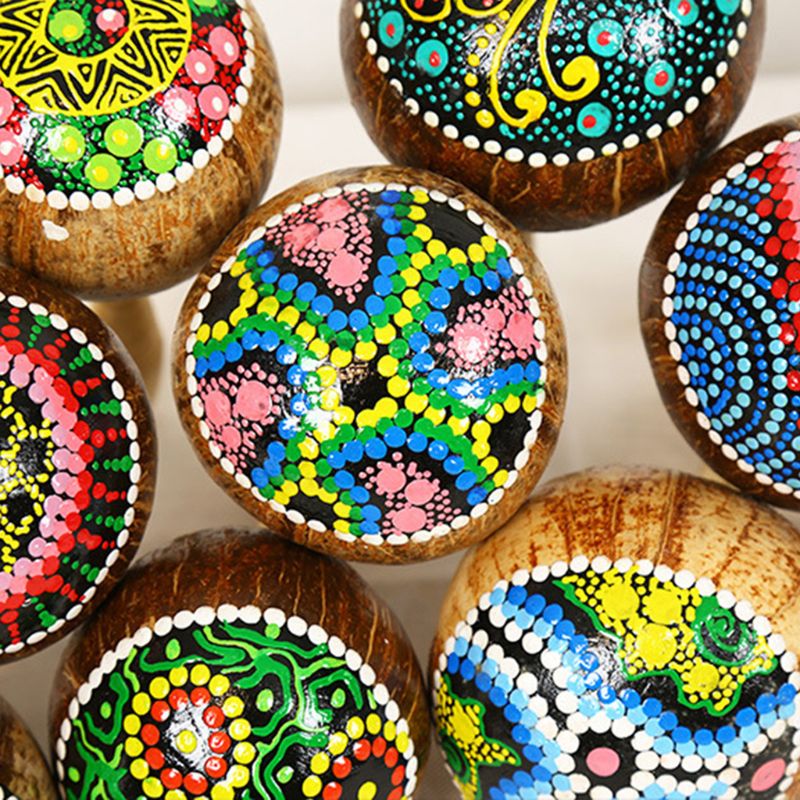 Coconut Shell Sand Hammer Shaker Gourd Kashaka Indonesia Shaker Rattle Percussion Musical Instrument Toy