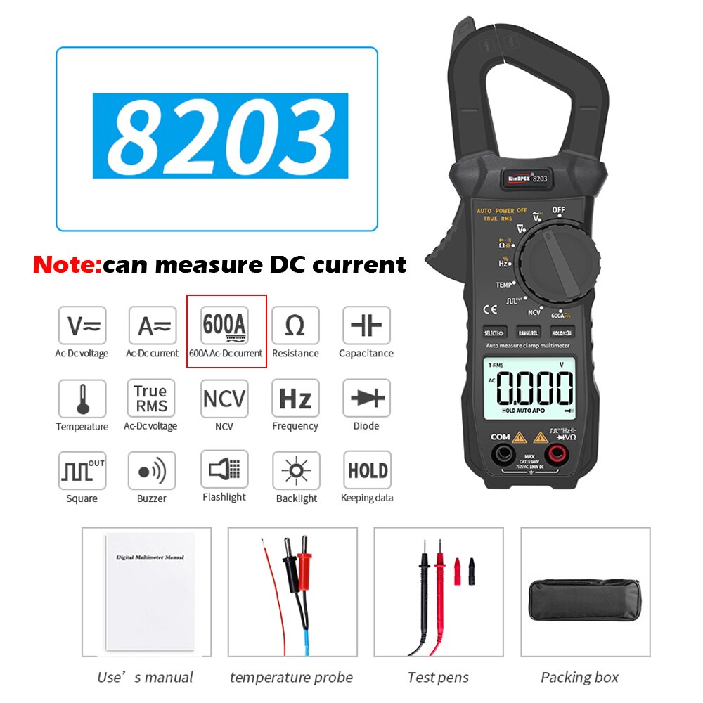 Clamp Meter 60A/600A Amp AD/DC Current RMS Digital... – Grandado