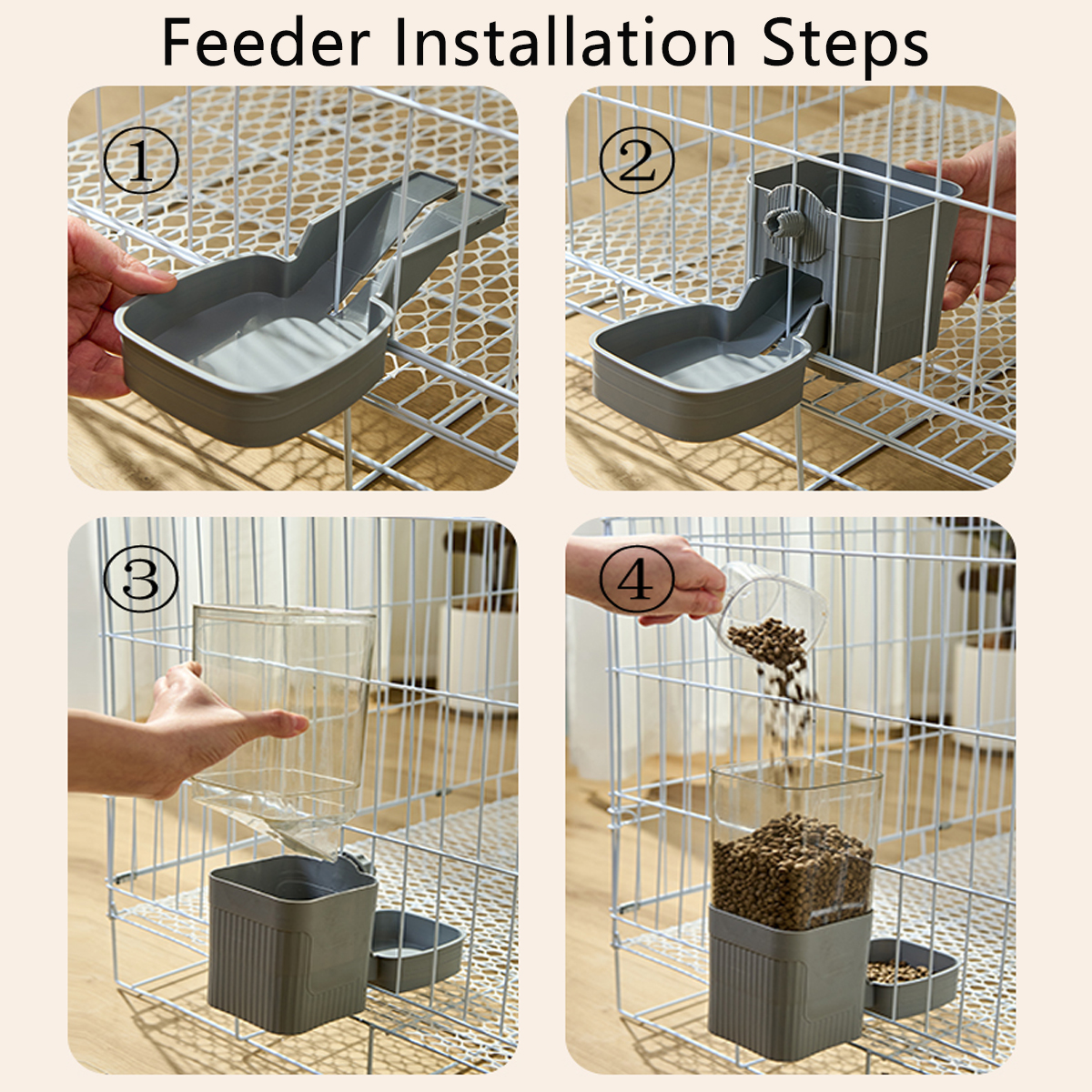Bebedero automático para mascotas, cuenco con jaula colgante para perros y gatos, adecuado para cachorros pequeños, gatos, conejos, contenedor de comida, cuenco dispensador