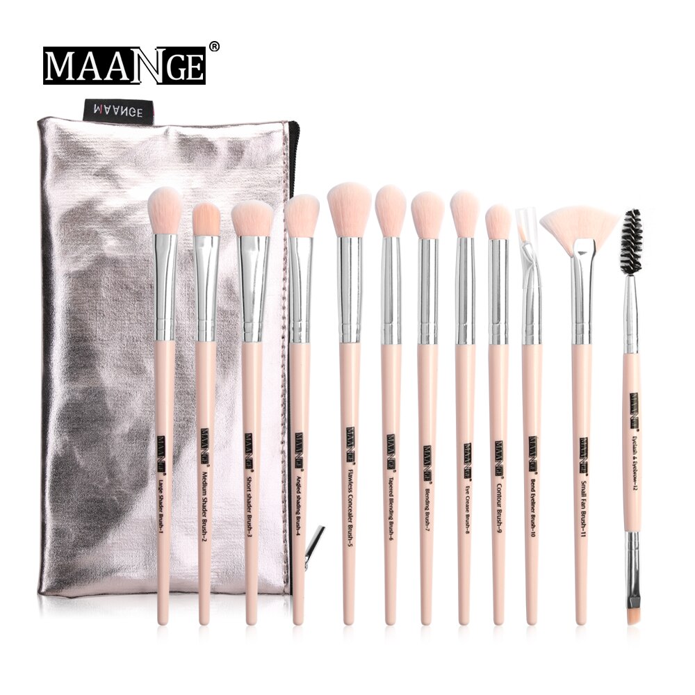 Make-Up Kwasten 12Pcs Eye Make-Up Kwasten Set Met Cosmestic Tas Oogschaduw Blending Make Up Borstel Voor Make-Up Beauty gereedschap Kit: 12pcs pink with bag