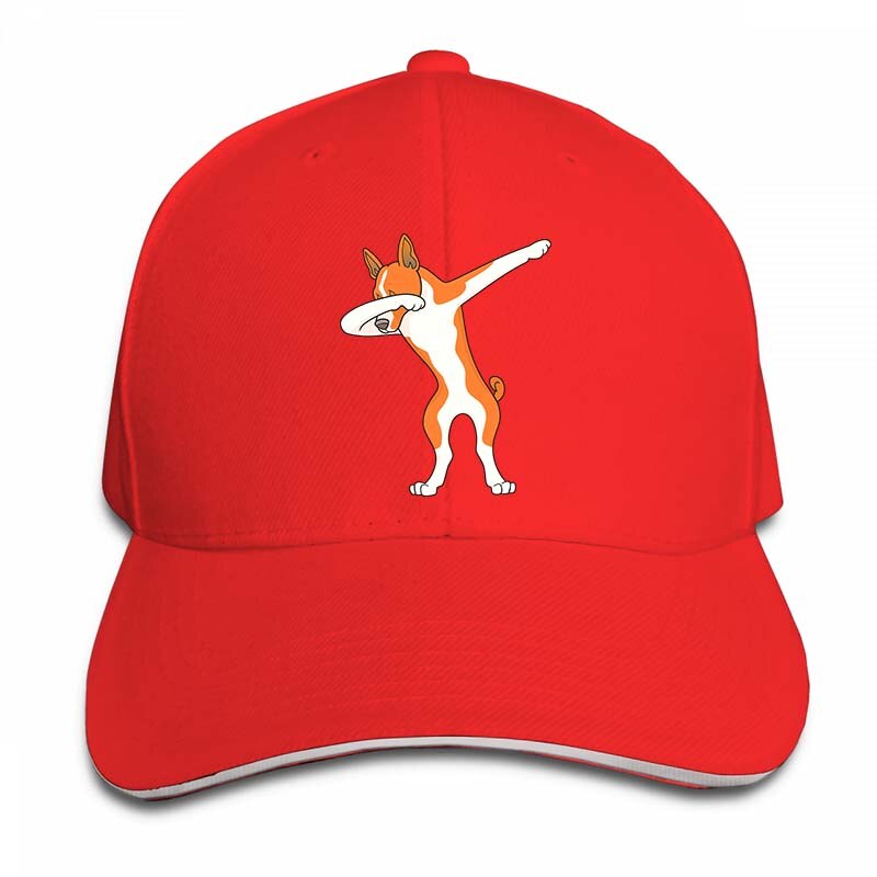 Funny Basenji Dabbing Baseball cap men women Trucker Hats adjustable cap: 2-Red