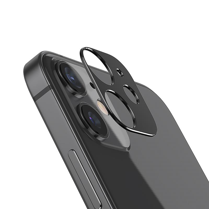 Phone Camera Cover Aluminum Alloy Phone Camera Lens Film Protector, Black, Replacement for iPhone 12