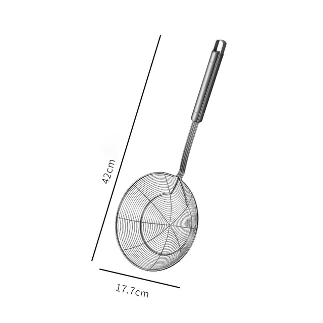 Stainless Steel Skimmer Long Handle Kitchen Cooking And Frying Spider Skimmer Fried Noodle Strainer Tool Kitchen Utensil: L