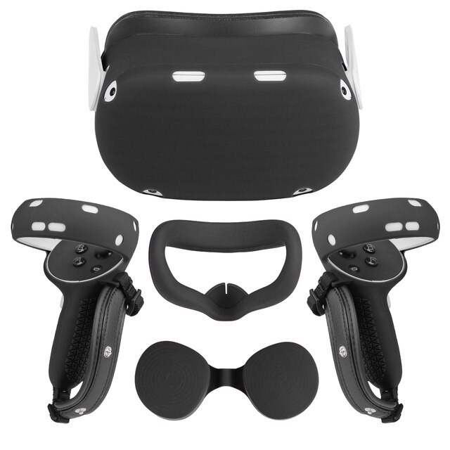 Vr Beschermende Cover Set Voor Oculus Quest 2 Vr Touch Controller Shell Case Met Riem Handvat Grip Voor Oculus Quest 2 Accessoires: Black