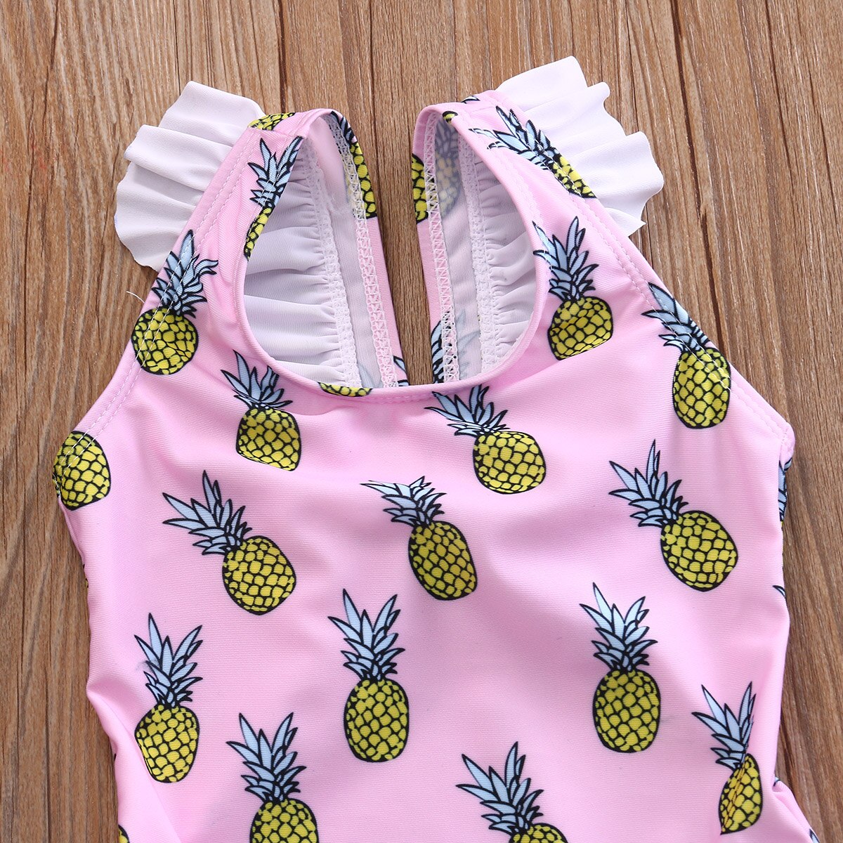 Sommer kawaii ananas ananas trykt baby jenter klær tilbake bue volanger låve beachwear klær