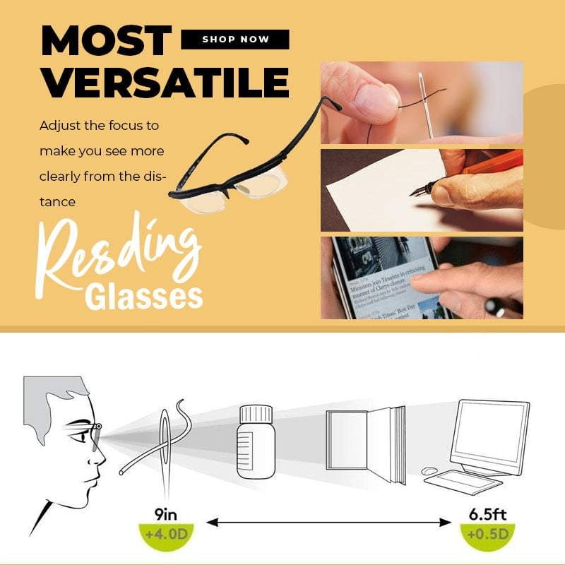 Focus Adjustable Eyeglasses -3 To +6 Diopters Myopia Glasses Reading Glasses Adjustable Focal Length Reading Glasses TR90