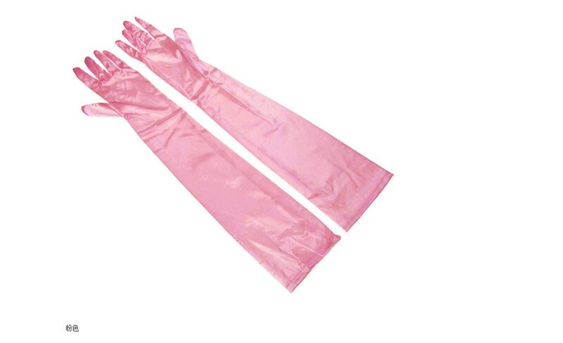 Stretch White Glove White Long Gloves Black Red Elbow Length Women Dance Party Gloves Full Finger Guantes Boda: Pink