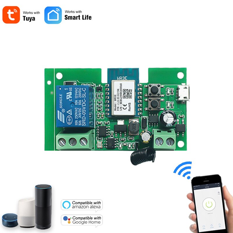 AllbeAi Tuya Smart Life,DC5V 12V 24V 32V Wifi Smart Switch,Intelligent Home Module, inching mode,RF433 Wireless Remote Control