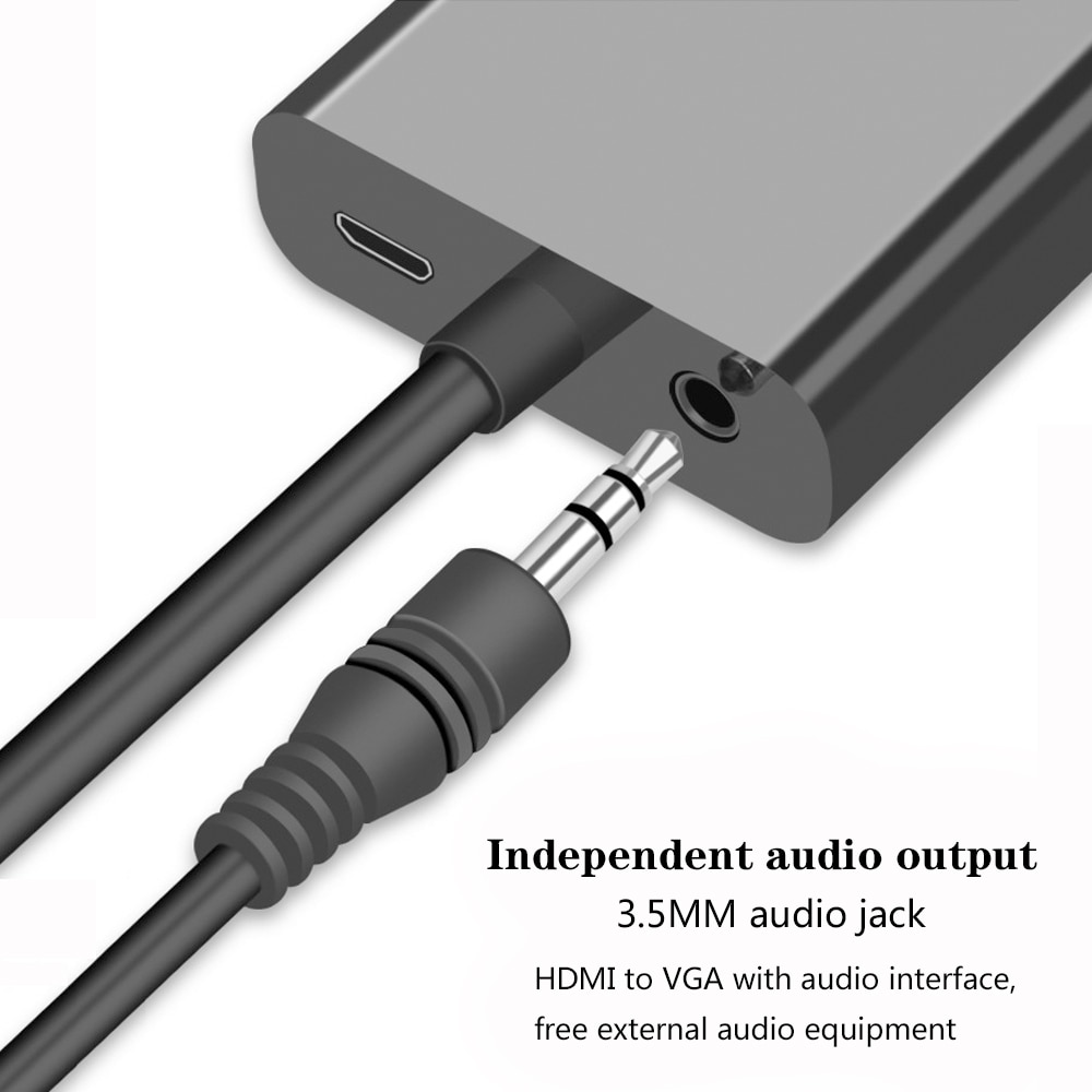 HDMI Male to VGA Female adapter with aduio cable HDMI splitter to VGA converter Digital Analog HD 1080p For PC Laptop Tablet