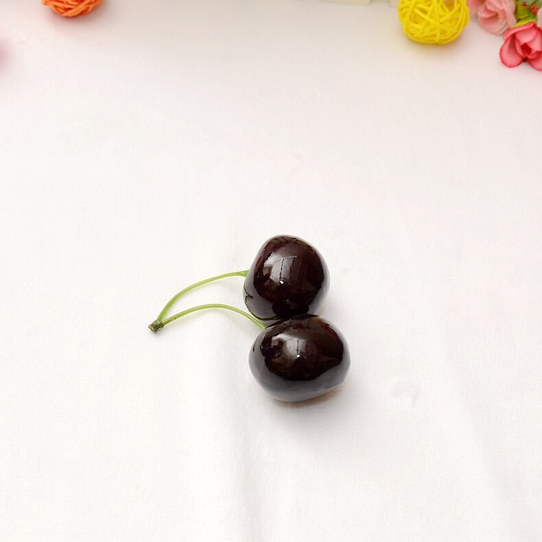 INS Photography Props 1 Pair Simulated Cherry Artificial Red Model Fruit for Photo Studio Photography Background DIY Decoration: Red black