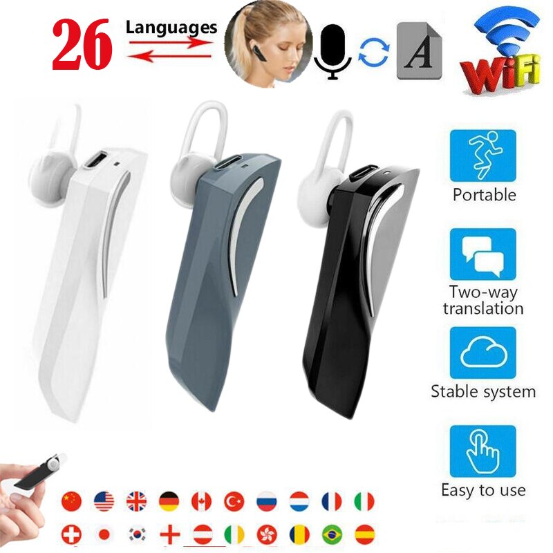 Draagbare Smart Voice Vertaler Headset Enkele Draadloze Bluetooth Vertaling Headset Instant 26 Talen Vertalen 3C273C27