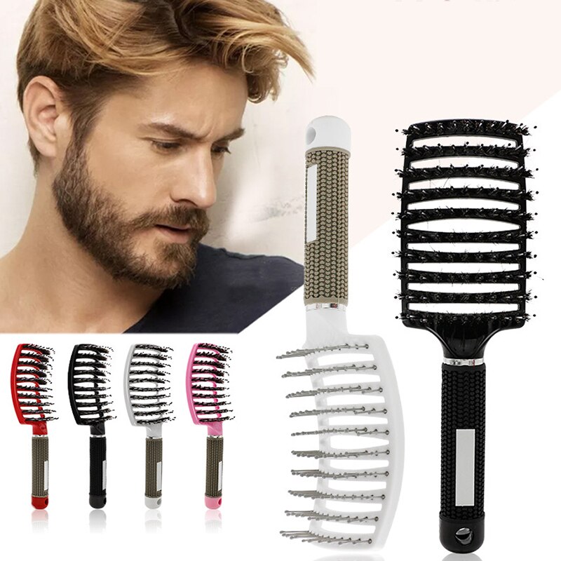 1Pcs Nylon Hair Brush Scalp Massage Comb Wet Curly Hair Care Bristle Anti-static Hairdressing Nylon Comb Wide Tooth Curved Comb