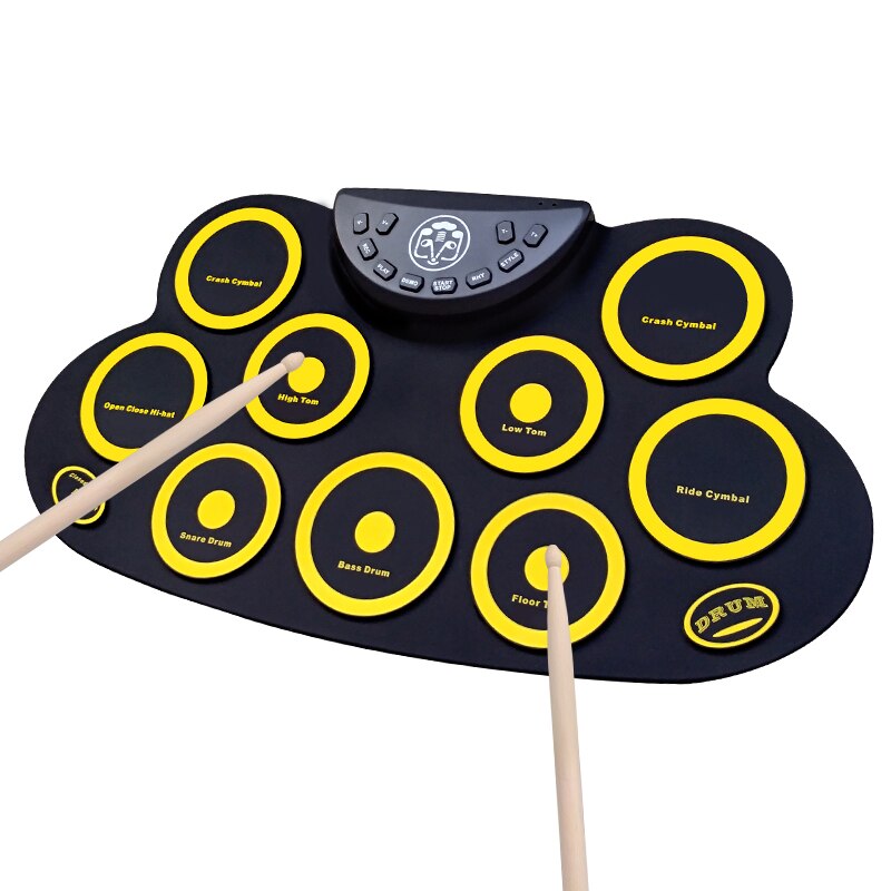 Compact Size USB Roll-Up Silicon Drum Set Digital Electronic Drum Kit 9 Drum Pads with Drumsticks Foot Pedals