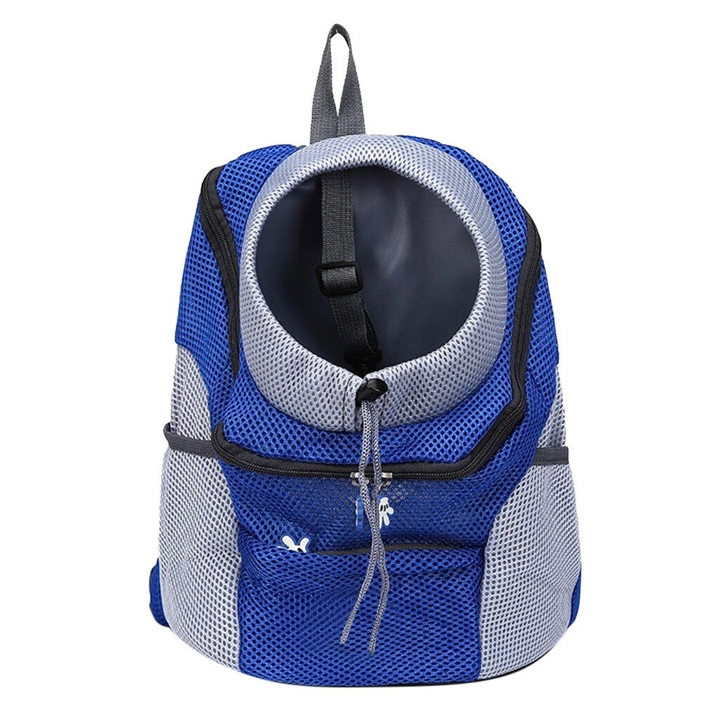 Pet Carrier Dog Outdoor Double Shoulder Travel Bag Portable Mesh Canvas Front Chest Backpack Bag For Puppy Dog Kitten Cat: Blue / S