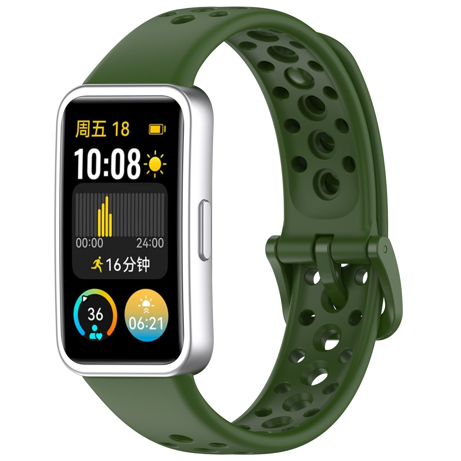 Bracelet Silicone Compatible Huawei Band 10/9/8 - Respirant, Réglable, Remplacement Facile, Noir