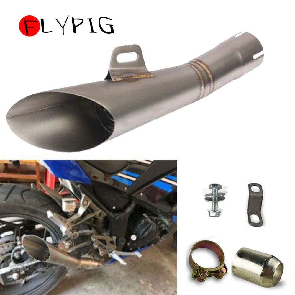 FLYPIG silenciador de escape Universal de acero inoxidable tubo de escape deslizante en 38mm-51mm motocicleta Dirt Street Bike Scooter ATV Quad
