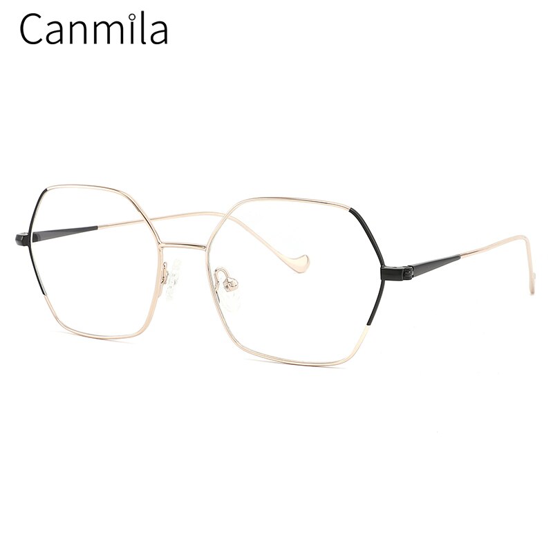 Montura de gafas grandes ultraligeras de lujo para mujer, anteojos ópticos de Metal Vintage con prescripción de miopía, polígono, Canmila BOM1128: C2