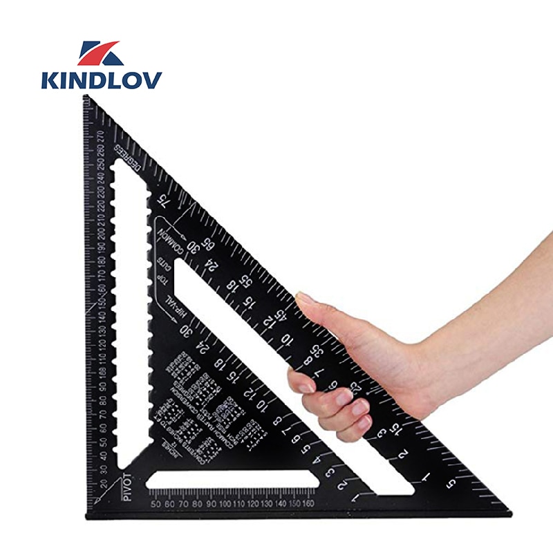 KINDLOV 7/12 Inch Triangle Angle Ruler Triangular Gauge Protractor Trammel For Woodworking Carpenter Measurement Hand Tools