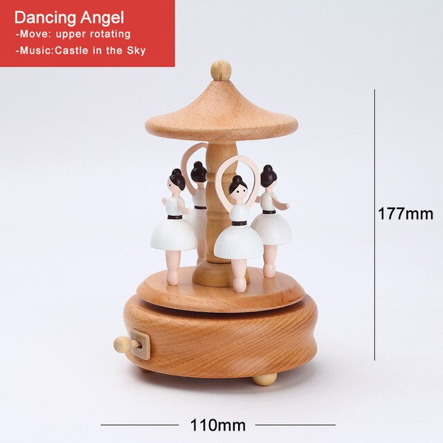 Wood Music Box Musical Clockwork Toys Children Girls Handmade Craft Free Engraved Birthday Home Decoration Accessories: C009