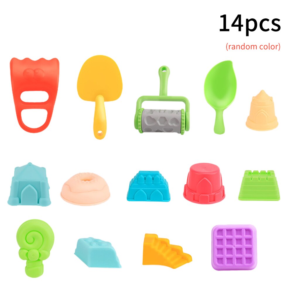 14pcs Digging Pit Shovel Outdoor Activity Summer Winter Snow Seaside Kids Colorful Bucket Cartoon Beach Toy Set Soft PP