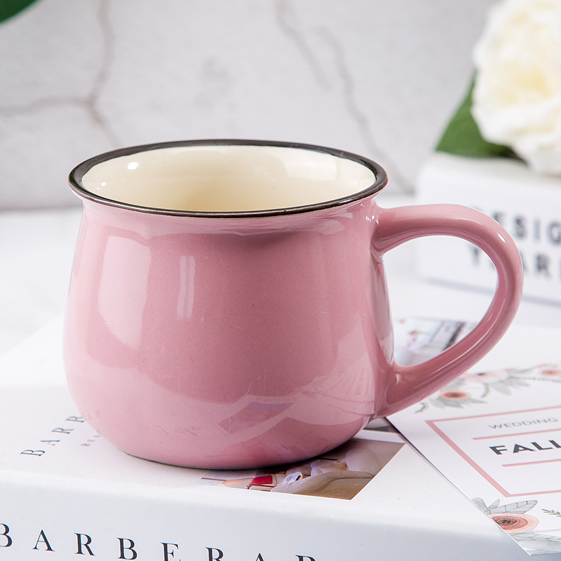 Hemmakontor retro te kaffe miljövänlig mugg keramik dricksmuggar keramik gravyr röda koppar: Rosa