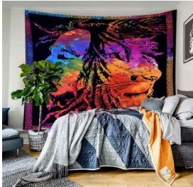Vegg tapetry skull print husholdning vegg tapet halloween vegg hengende teppe dekorativ klut: Jeg