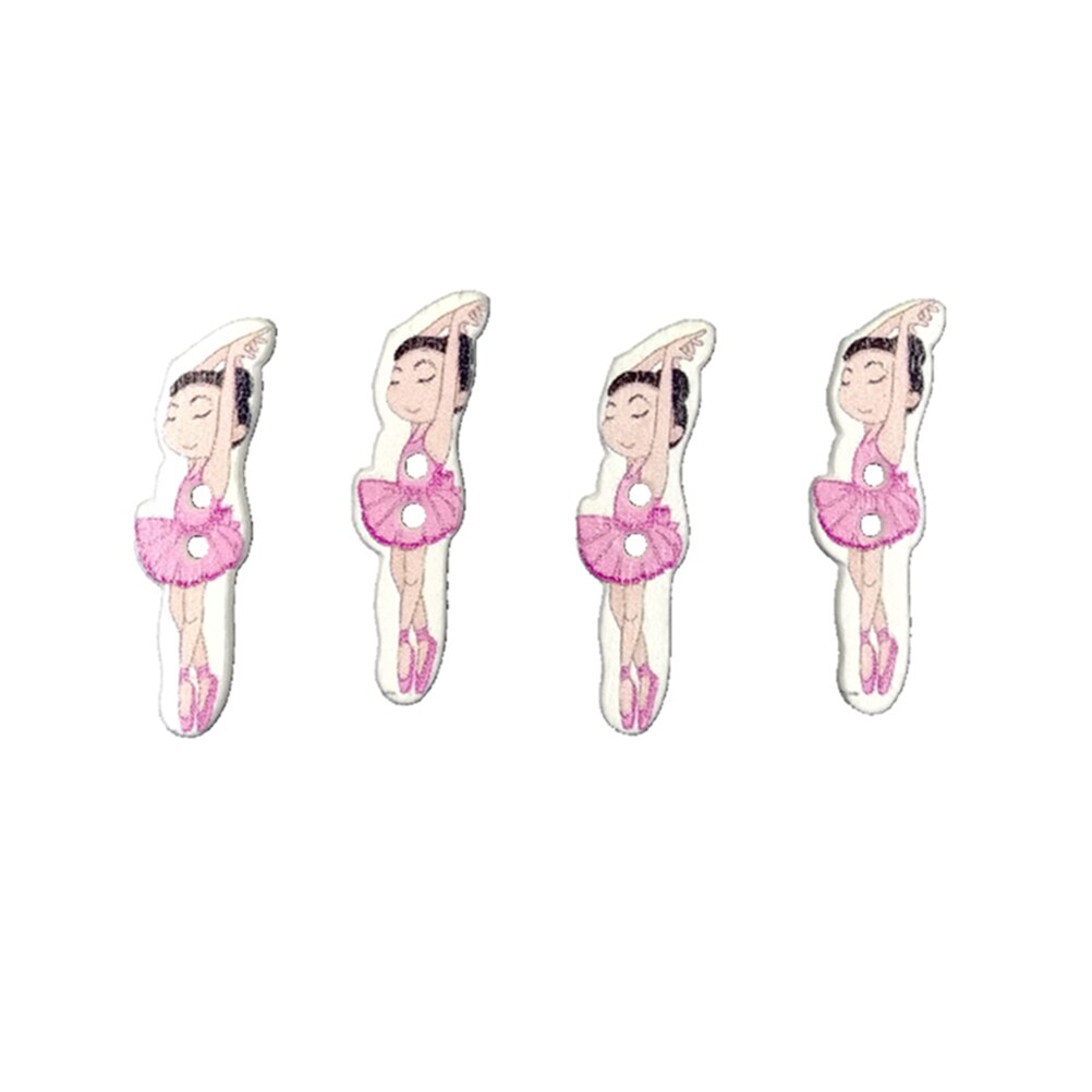 100Pcs Painted Cartoon Houten Knoppen Ballet Dancing Girl Patroon Knoppen Milieuvriendelijk Hout Naaien Knop Diy Doek Decor Suuply: 1