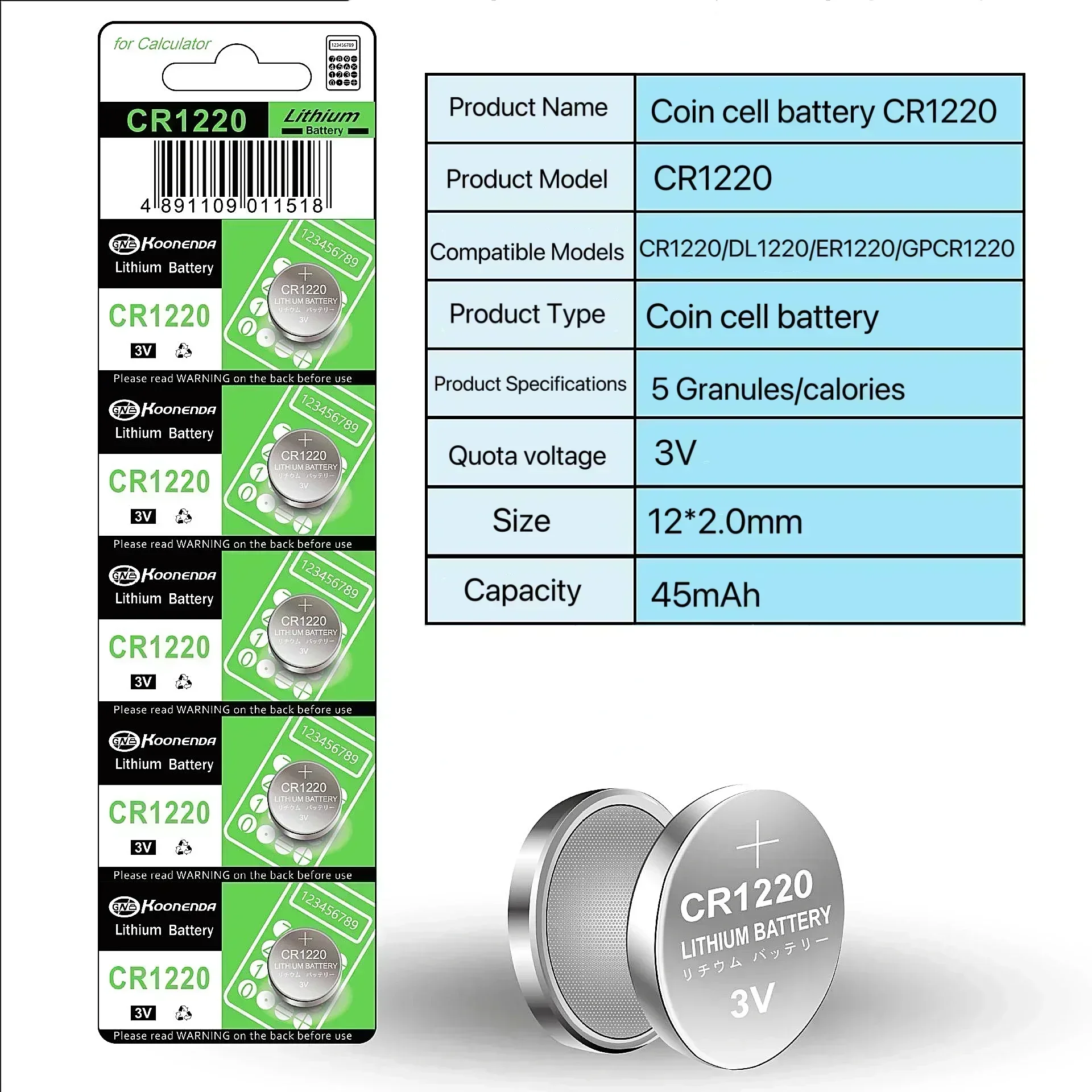 Large capacity 2-40Pcs CR1220 battery -3V lithium button battery for watches, healthcare equipment, calculators, etc