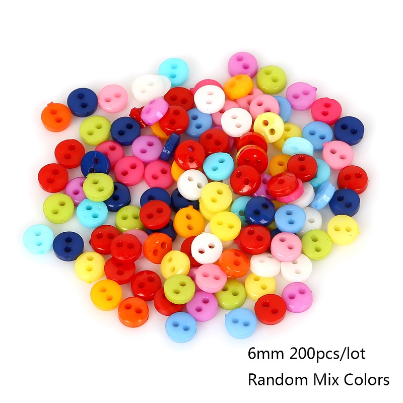 6/9/10/11/12/15/20MM Round Resin Button 2 Holes Sewing Button Scrapbooking Decoration Apparel Crafts DIY Clothes Accessories: 6x2mm 200pcs