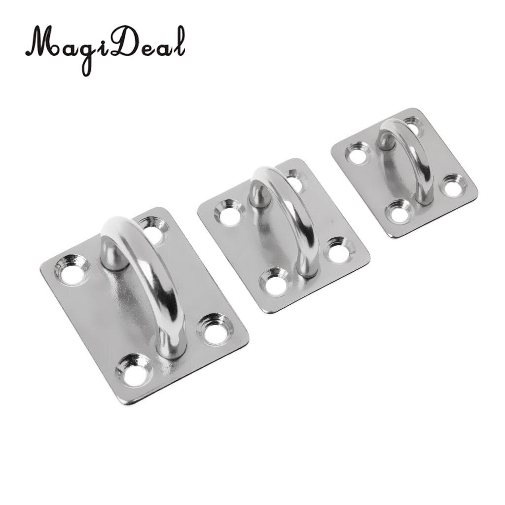MagiDeal Heavy Duty 304 Stainless Steel Pad Eye Plate 5mm 6mm 8mm Square Plate Shade for Marine Rowing Boat Sailboat Application