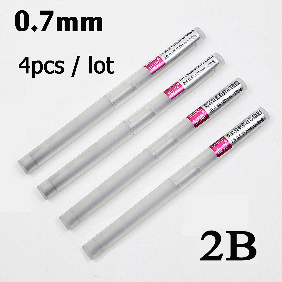 4pcs/lot Mechanical Pencil Lead Refills 2B 0.5mm 120mm Long Drawing Special Leads School Product Supplier: 4pcs 0.7mm