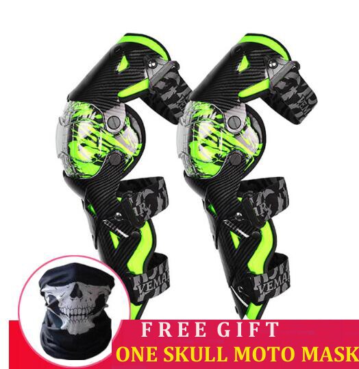 VEMAR Motorcycle Knee Pads Racing Moto Knee Guards CE Motocross Protection Riding Safety Protective Gear Adults Knee Protector: E-18 Green