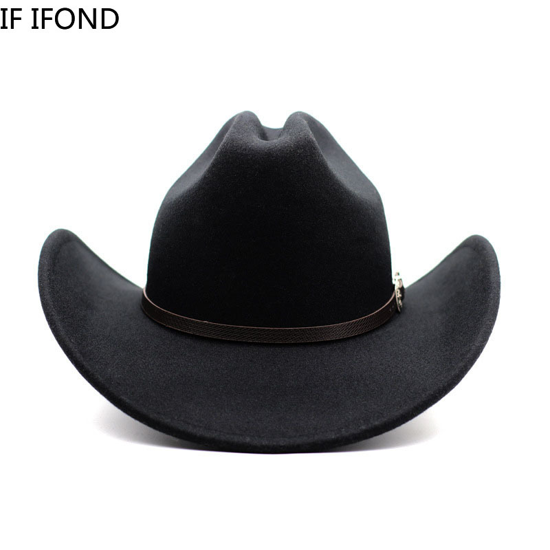 Novo chapéu de cowboy ocidental do vintage para cavalheiro masculino senhora jazz cowgirl com aba larga de couro cloche igreja sombrero hombre bonés