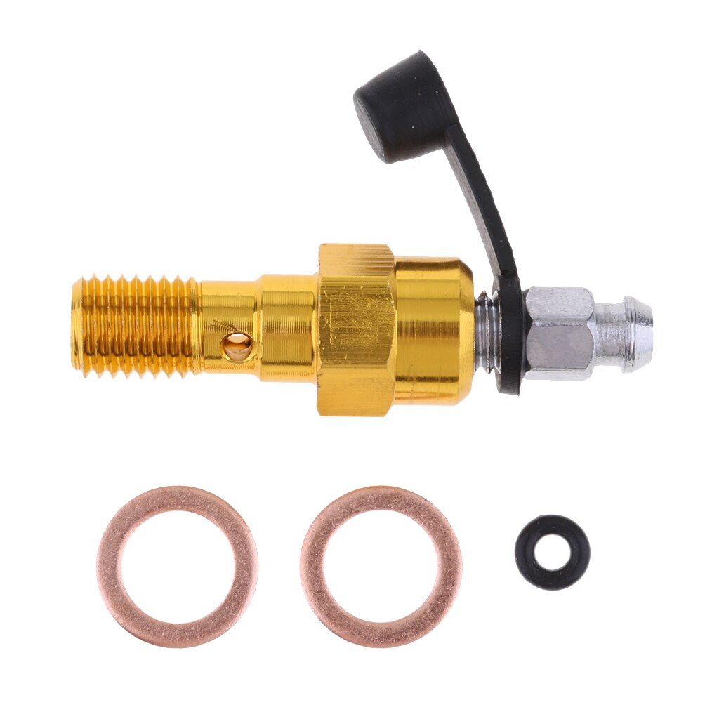 Universal M10 Single Banjo Bolt Thread Bleeder Nipple Washers 1.25mm Gold